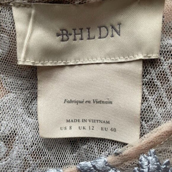 BHLDN | Lace Overlay Midi Dress | Nude & Silver | Size 8 | NWOT - Picture 3 of 4